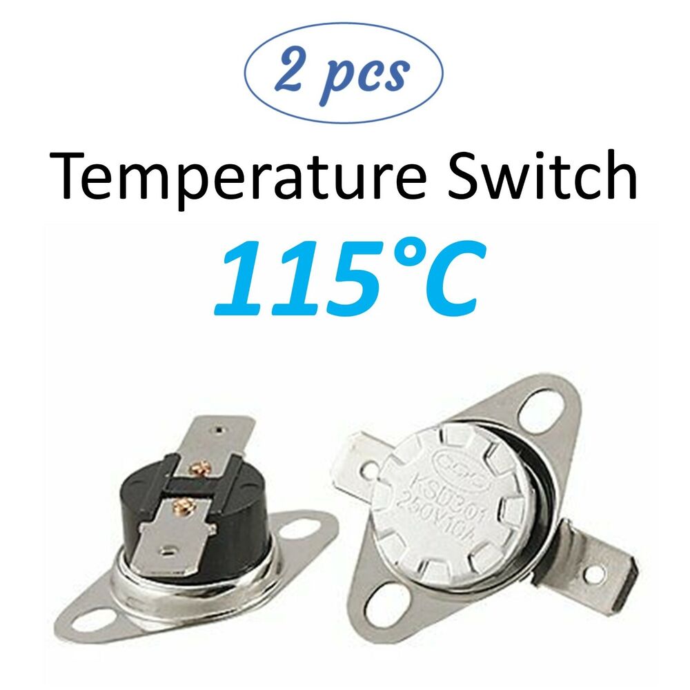 2x KSD301 Temperature Thermostat Thermal Switch - 250V 10A NO / NC Thermo Switch