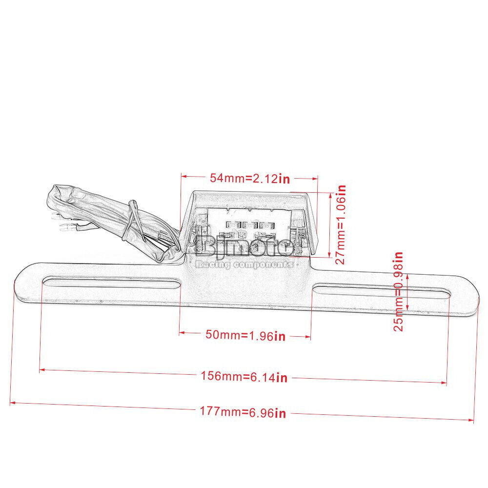 Motorcycle License Plate 3 LED Tail Light Frame Holder Rear Bracket Mount
