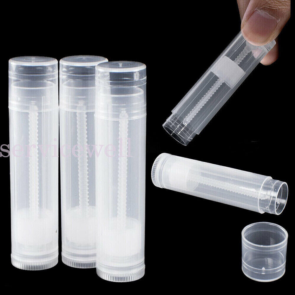 50x Clear Lip Balm Tubes Caps 5g Transparent Empty Lipstick Container