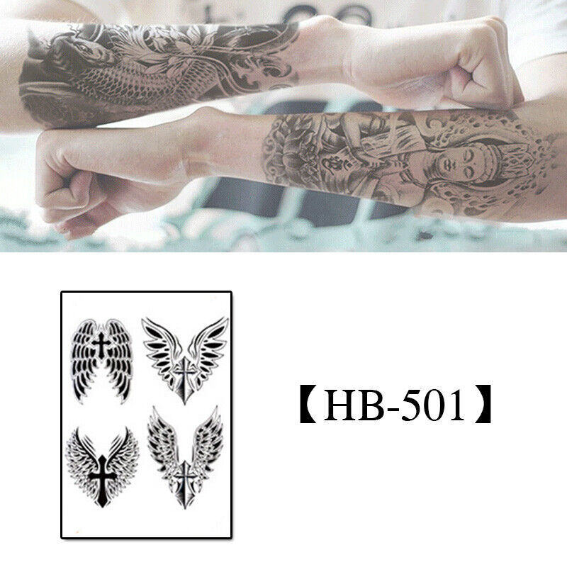 2Pcs Temporary Tattoo Sticker Waterproof Large Fake Tattoos Removable Body Art B