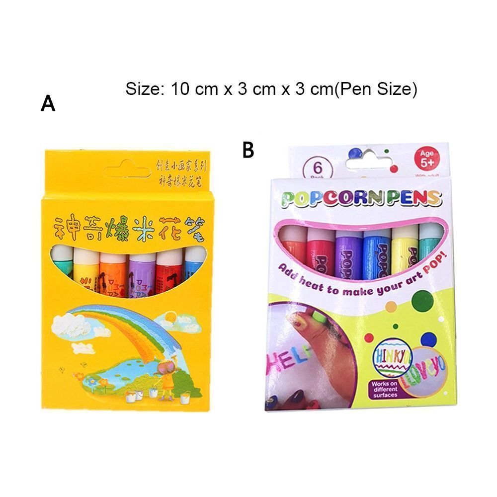 6PC Puffy 3D Art Pens - Ink Puffs Up Like Popcorn Just Use Kids Hairdryer DIY