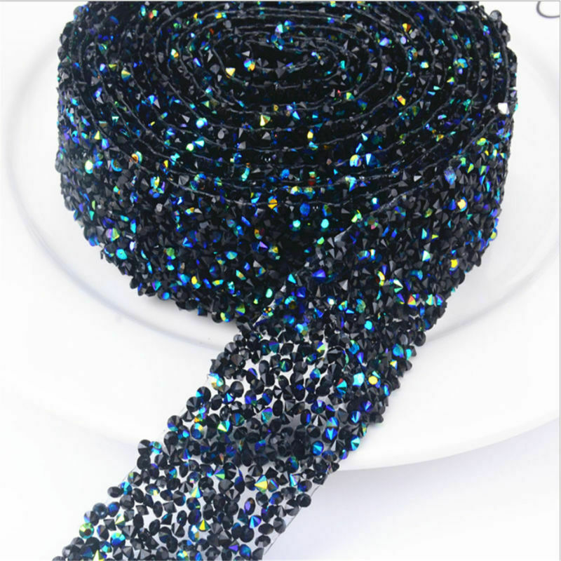 Iron On Applique Wedding Bridal Dress Rhinestone Beaded Trim Embellishment Decor