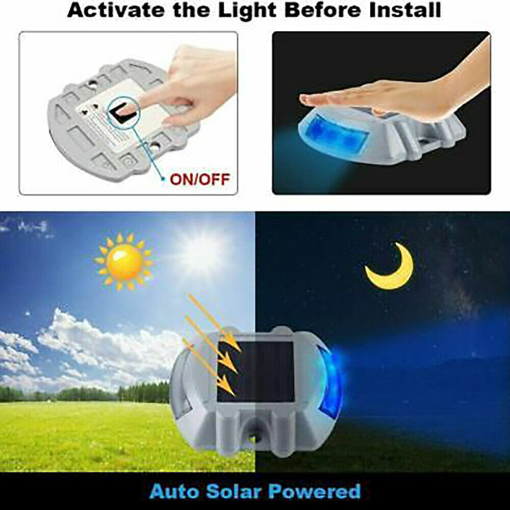 Solar LED Driveway Light Step Road Stair Ground Stud Path Dock Lamp Waterproof