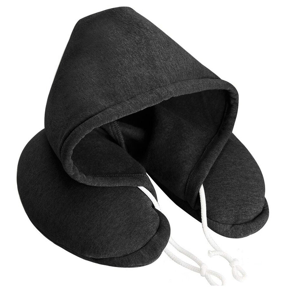 Soft Comfortable Hooded Neck Travel Pillow U Shape Airplane Pillow with Hoodie