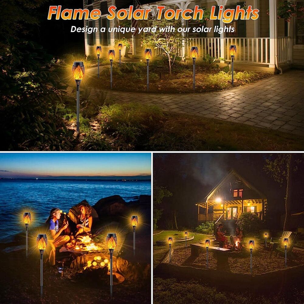 6PCS 12LED Flickering landscape Lamp Dancing Fire Flame Solar Torch Garden Light