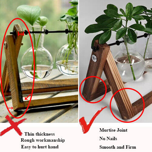 Glass Vases Wooden Stand Hanging Terrarium Container Hydroponics Pot Vase Decor