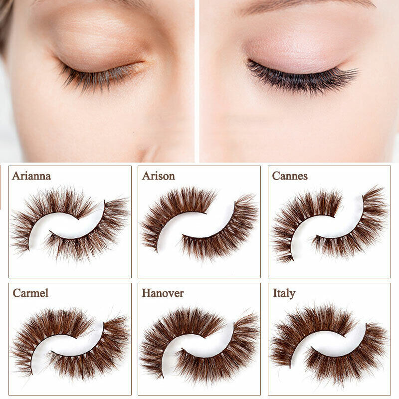 3D Mink Fake Lashes Natural Brown False Colored Eyelashes Thick Long Wispies