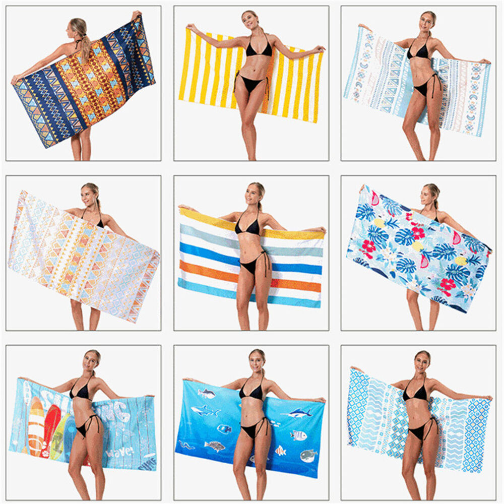 Sand Free XL Beach Towel + Bag Quick Dry Microfibre Compact Light 80x160cm Swim