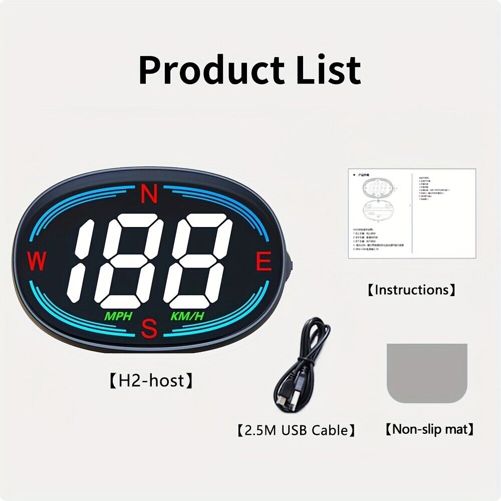 HUD Head Up Universal GPS Speedometer Vehicle Speed Compass Mode MPH KM/H Cars