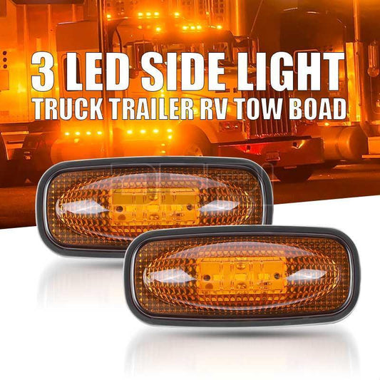 2X Amber Marker Lights LED Clearance Side Light Lamp Truck Trailer RV Waterproof