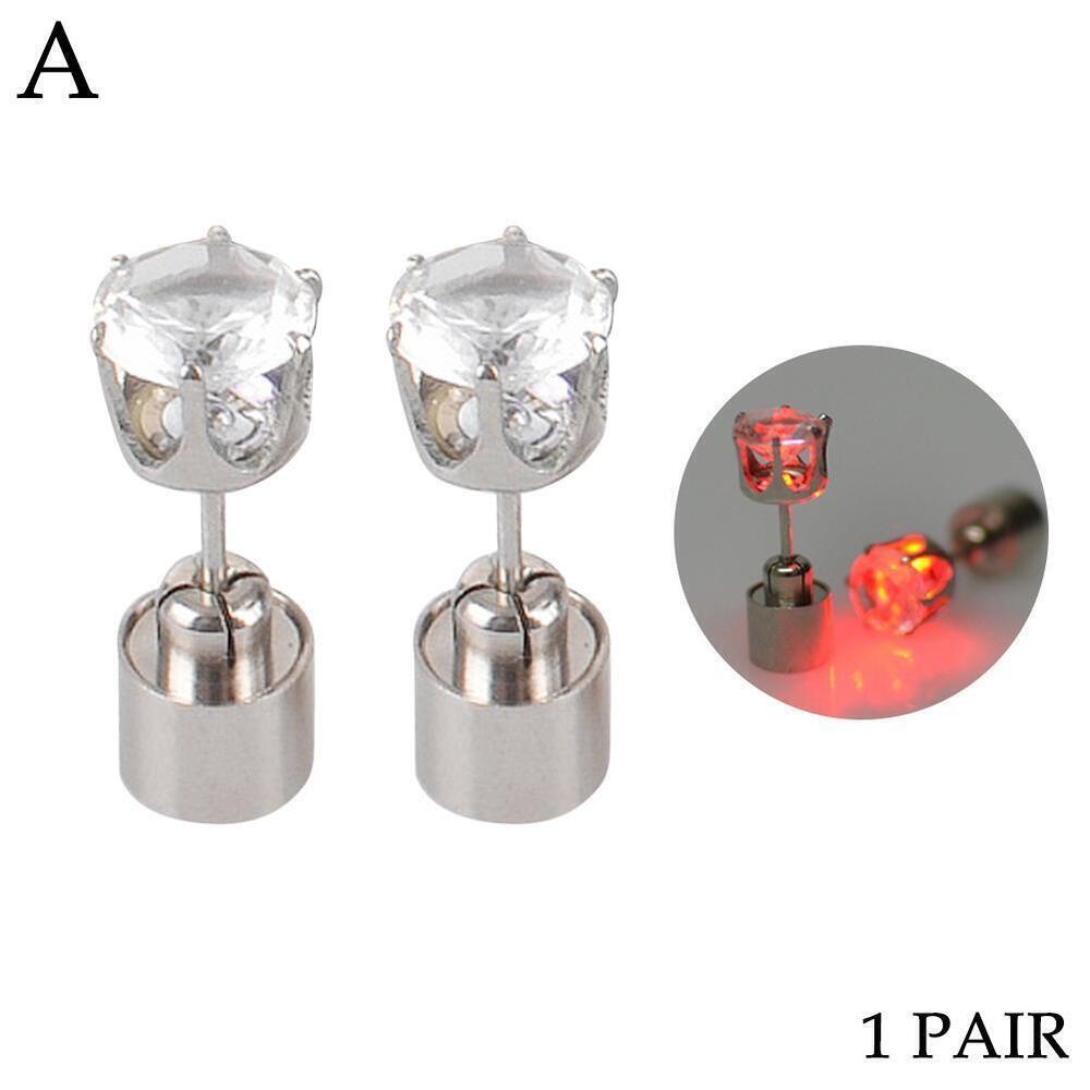 LED Earrings Glowing Light UpDiamond Crown Ear Drop Stud Pendant For Party U8R0