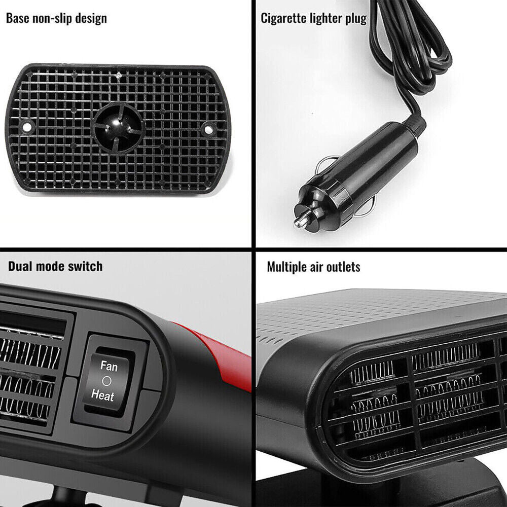 1000W Car Heater Portable Electric Heating Fan Defogger Defroster Demister 12V