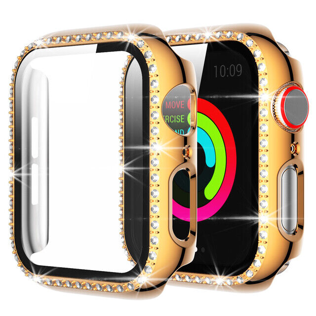 For Apple Watch SE 40mm 44mm 41mm 45mm Bling Diamond Case With Screen Protector