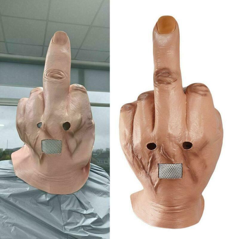 Scary Middle Finger Halloween Mask Full Head Costume Party Cosplay Prop 2021