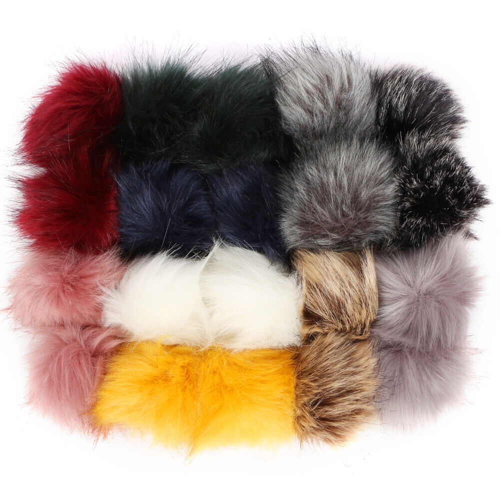 40PCS DIY Women Faux Fur Pom Poms Ball for Beanie Hats Accessories Hat Bag