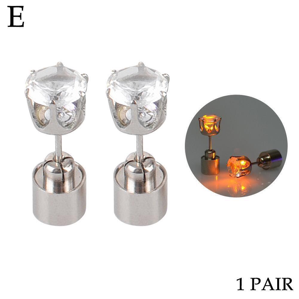 LED Earrings Glowing Light UpDiamond Crown Ear Drop Stud Pendant For Party U8R0