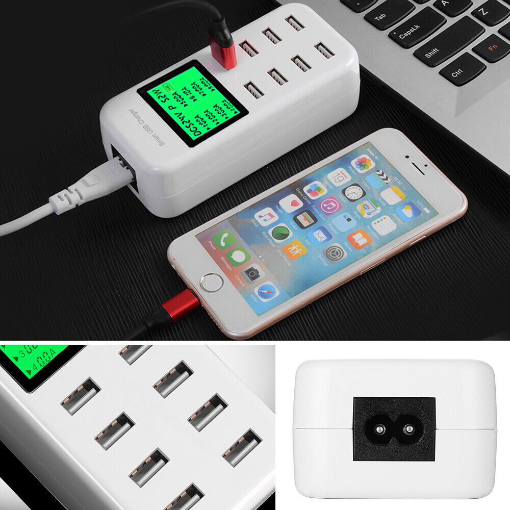 USB Charging Station 8-ports AC 240V Hub Travel Power Adapter Dock Phone Charger