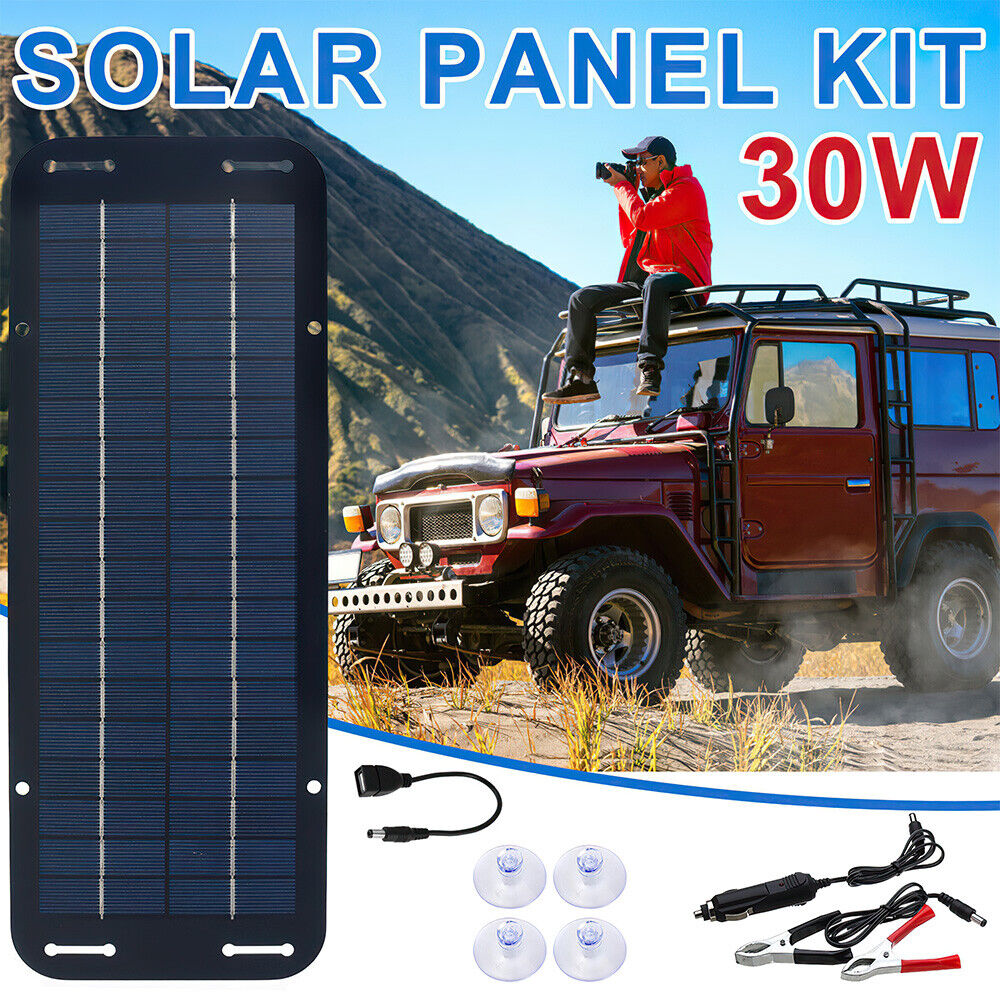 30W Watt Solar Panel Kit Trickle Charger 12V Battery Charger for RV Boat Car