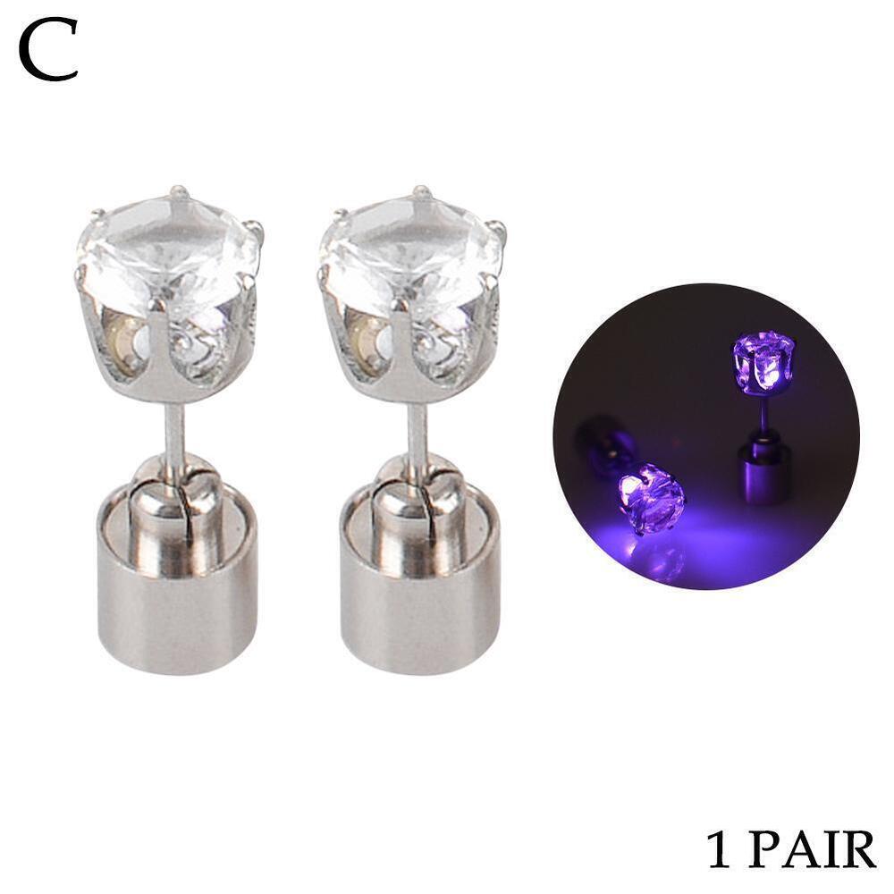 LED Earrings Glowing Light UpDiamond Crown Ear Drop Stud Pendant For Party U8R0