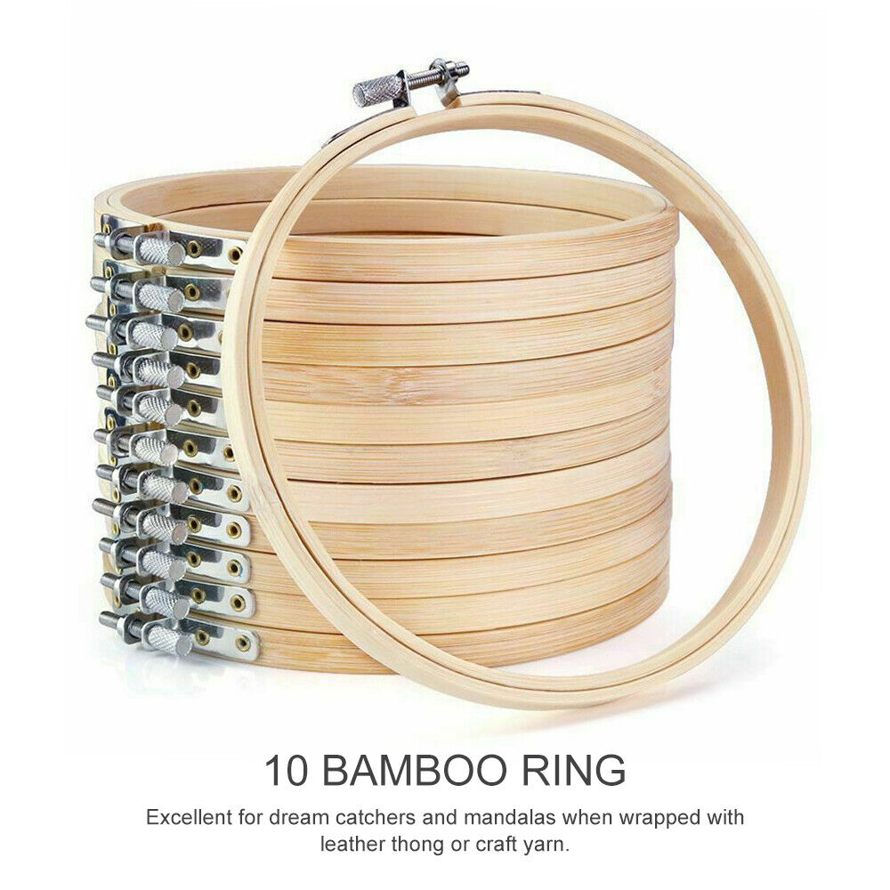 10PCS Wooden Embroidery Hoops Ring Bamboo Sewing Tools For Wedding Craft DIY