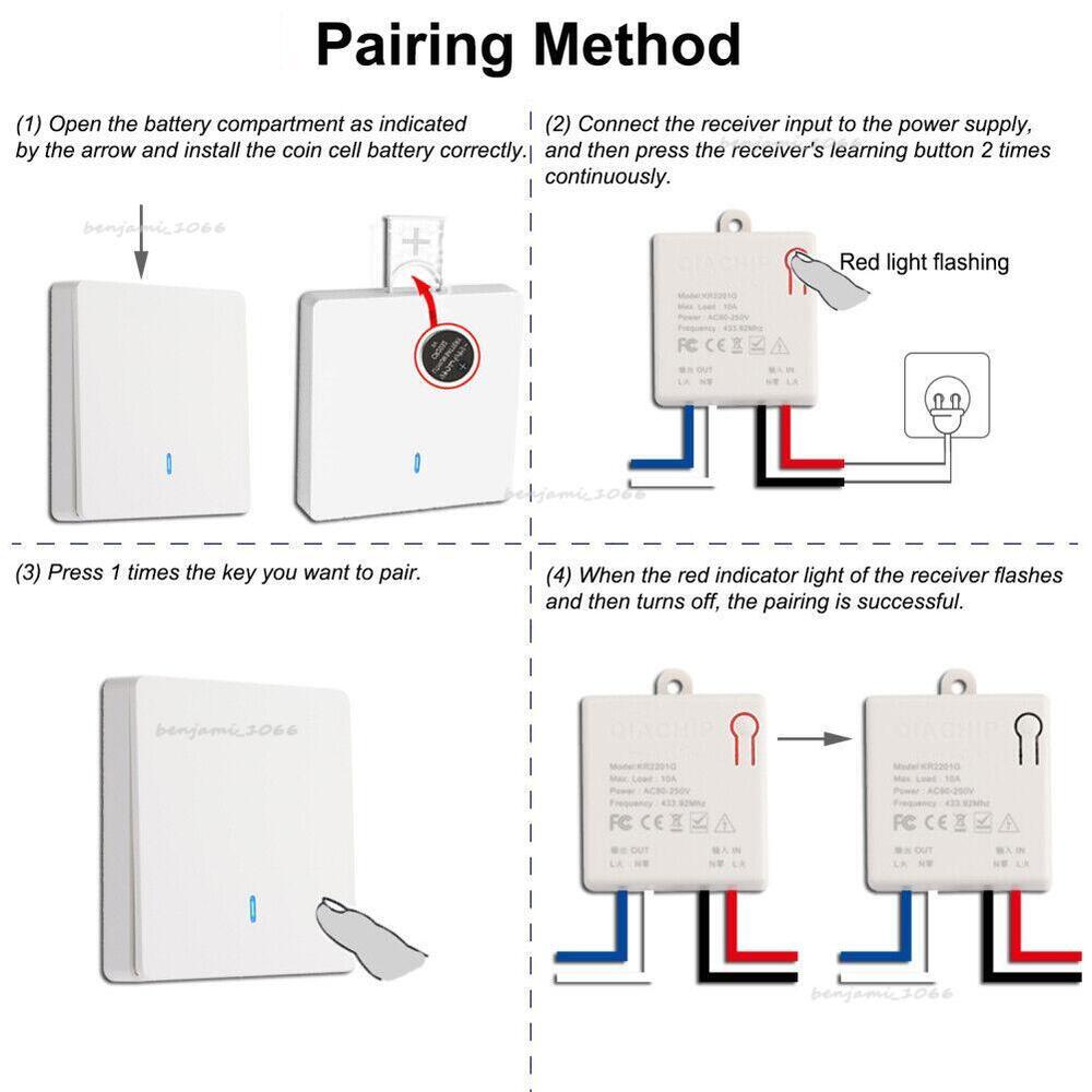 Wireless Smart Switch Light RF 433Mhz Wall Panel Switch Remote Control Receiver