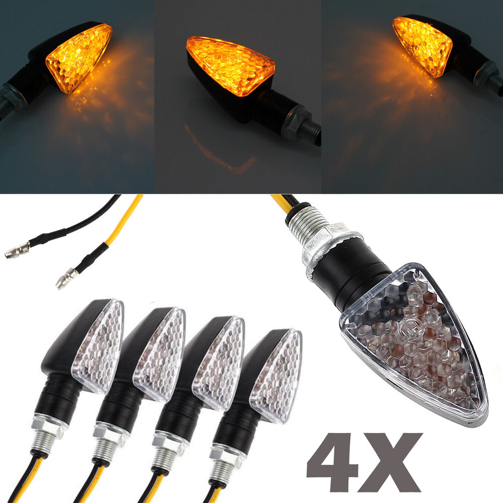 4X Motorcycle LED Turn Signal Indicators Motorbike Turning Amber Light Universal