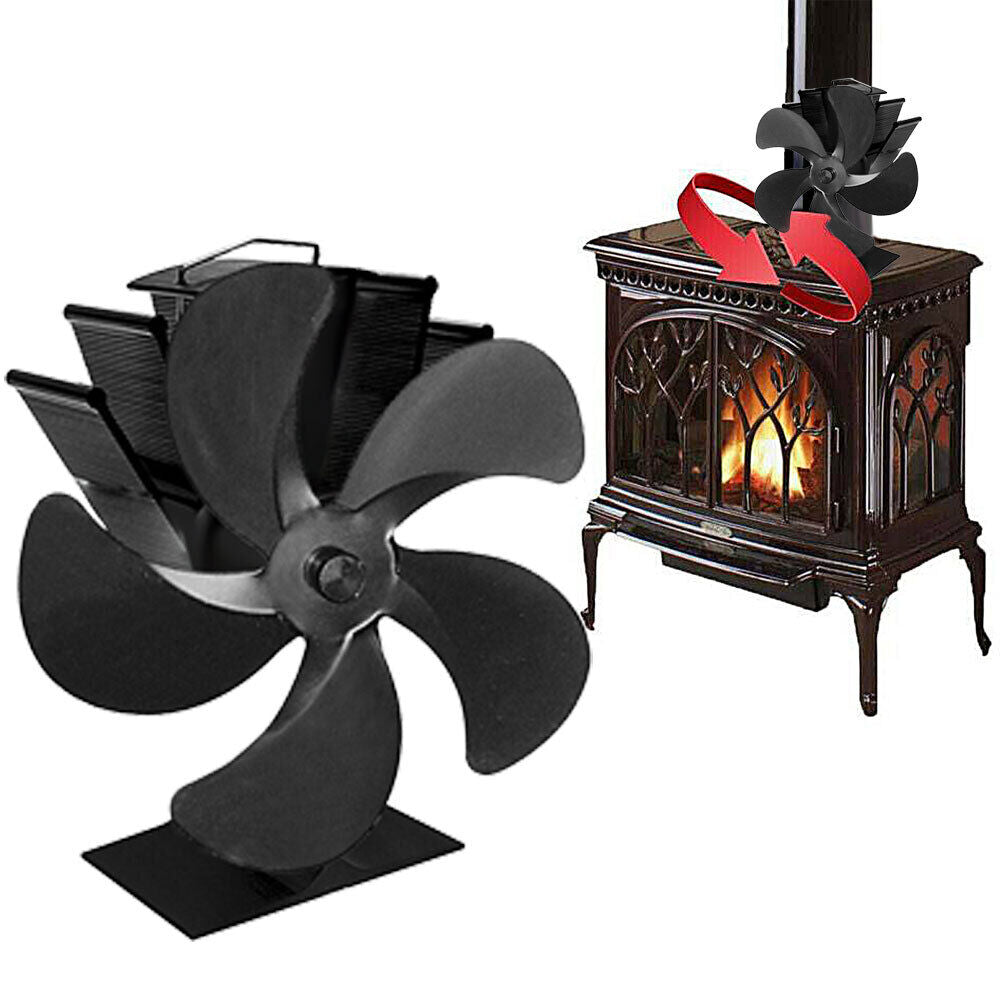 Log Burner Heat Powered Fan Fireplace Fan Wood Burning Stove Wood Stove Fan #T