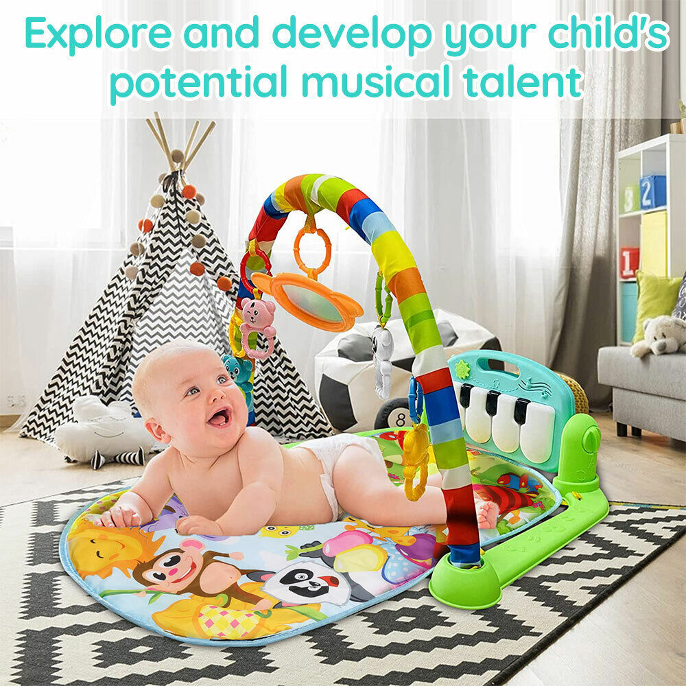 Baby Play Gym Infant Mats Rack Toy Activity Centre Floor Music Piano Soft Lights