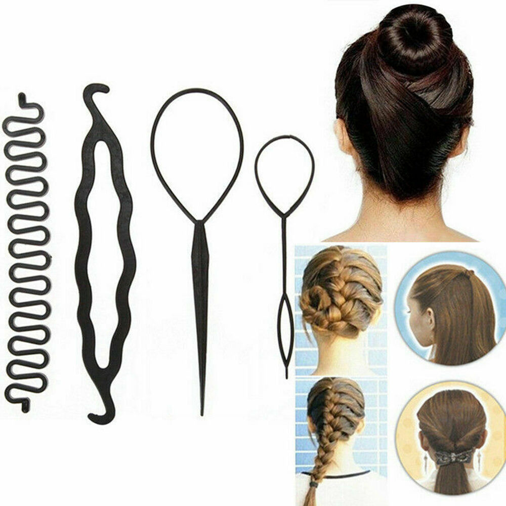 4 Pack Hair Style Helper Bun Styler Hair Twister Braiding Ponytail Tool Set