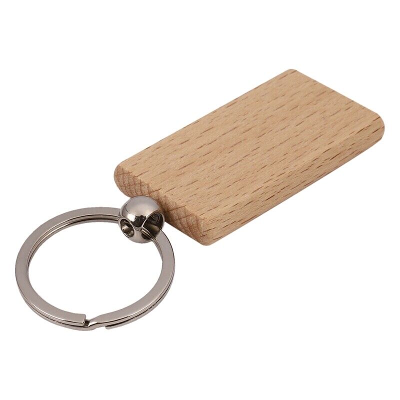 10pcs Blank Rectangle Wooden Key Chain DIY Wood Keyrings Key Tags Friends Gifts