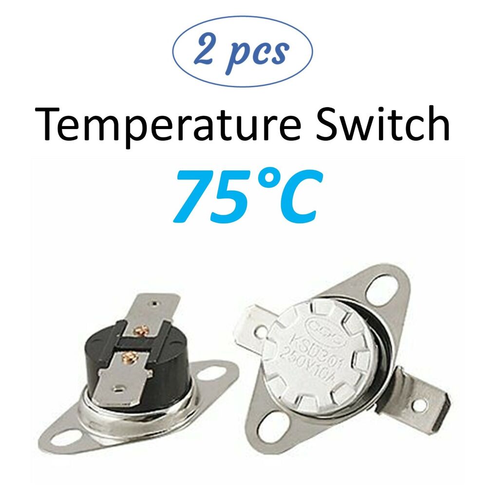 2x KSD301 Temperature Thermostat Thermal Switch - 250V 10A NO / NC Thermo Switch