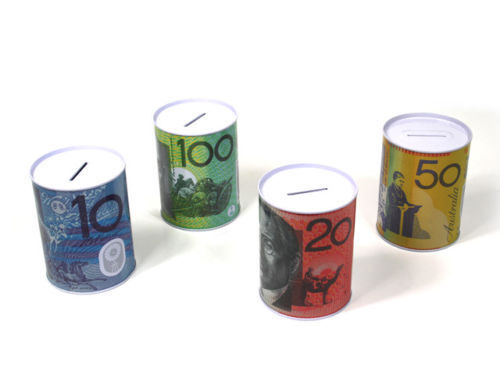 10 20 50 100 Dollar Note Money Tin Australian Box Jar OZ variety Piggy Bank Coin