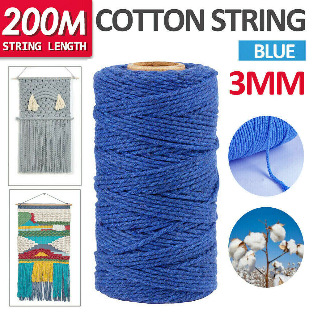 3mm 200M Natural Cotton Twisted Cord Craft Macrame Artisan Rope Craft String