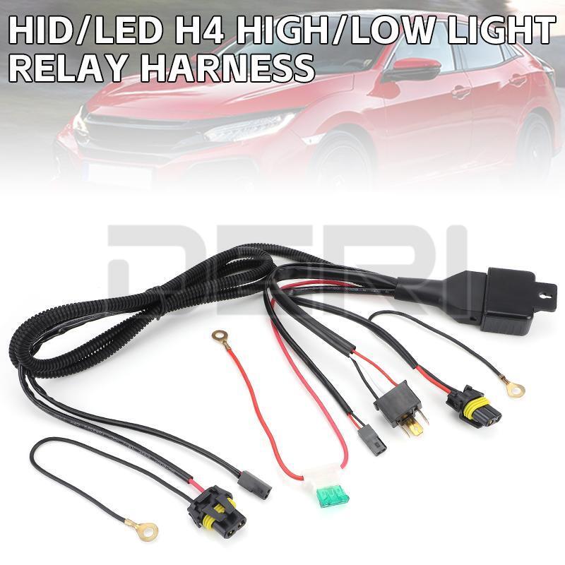 H4 Relay Harness Hi/Lo Beam Bi-LED Headlight HID Bulbs Wiring Controller 2-Lead