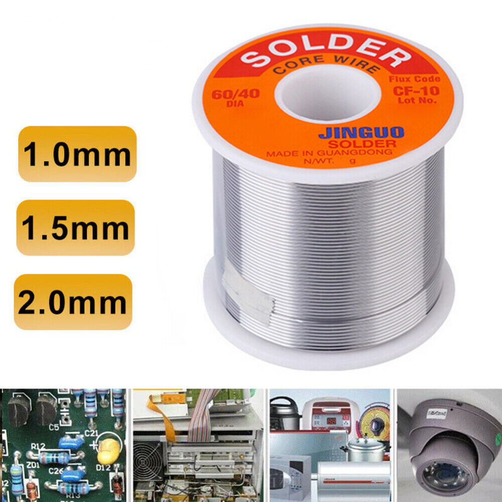 60/40 Tin Lead Solder Wire Rosin Core Soldering Kit Tool 2% Flux Reel 1/1.5/2mm