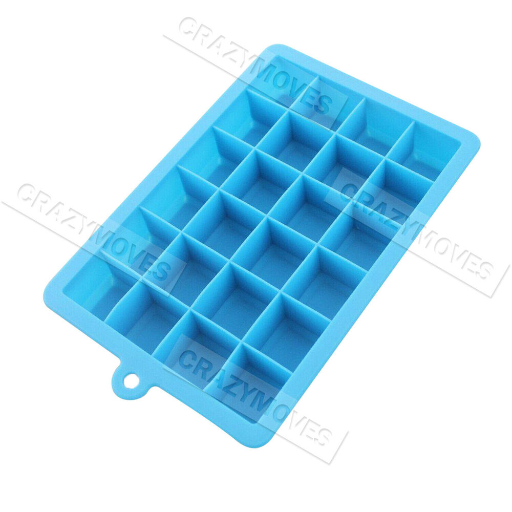 3PCS Silicone 24 Grids Ice Cube Tray With Lid Mold Maker Tool Square Mould