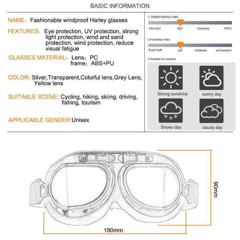 Retro Vintage Motorcycle Racing Goggles Motocross ATV Dirt Bike Off-road Eyewear