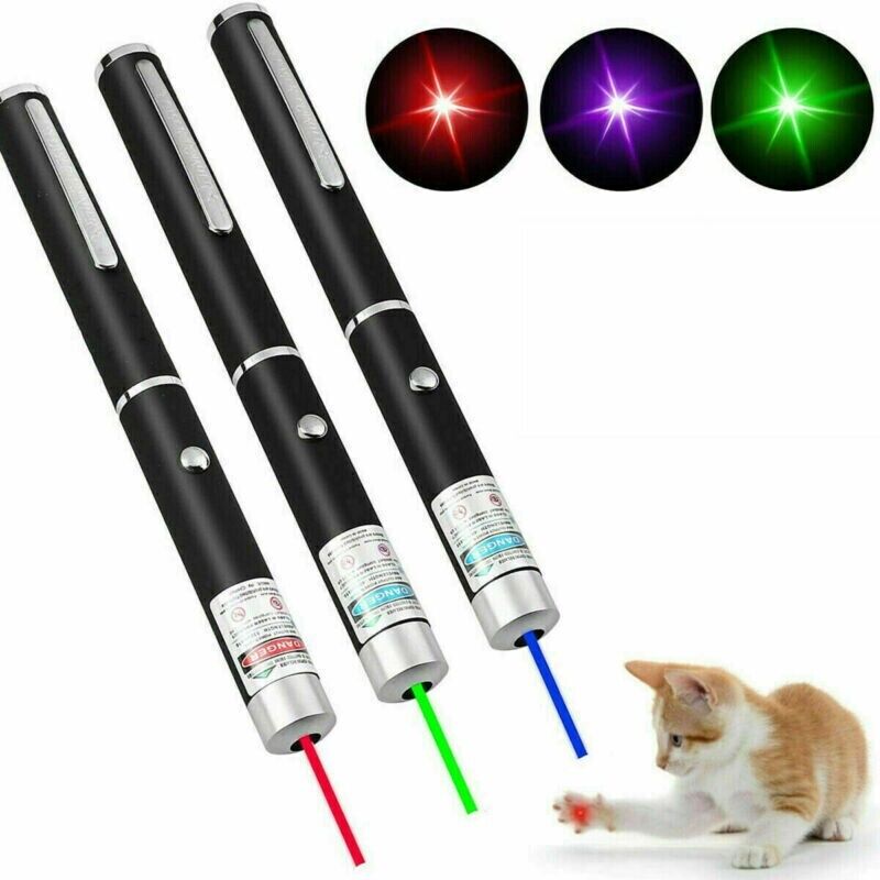 3x Laser Pointer Pen Green Purple Red Light Visible Beam For Cat Dog office Pet