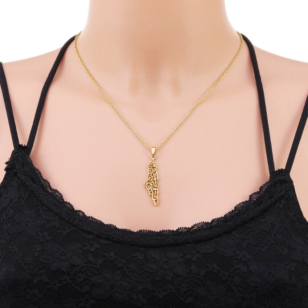 Gold Color Chain Palestine Map Necklace Lightweight Necklaces Jewelry Men