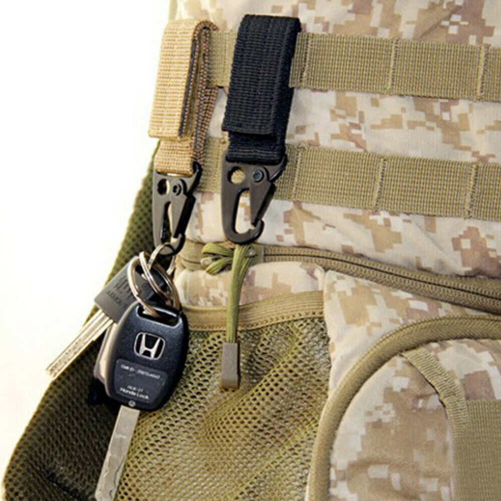 Military Nylon Key Hook Webbing Molle Buckle Outdoor Hanging Belt Carabiner Clip