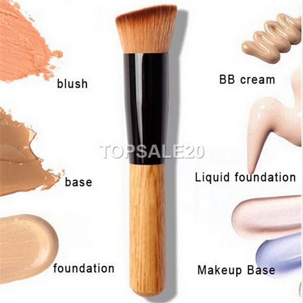 Multi Function Liquid Foundation Powder Wooden BB Cream Makeup Brush Brown