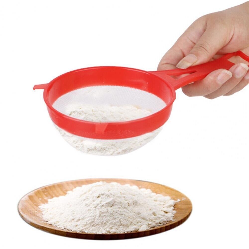 4Pcs/Set Plastic Flour Sieve Fine Mesh Juice Filter Colander Icing Sugar