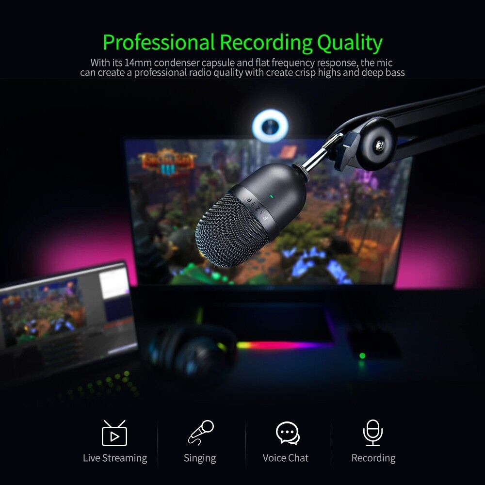 Razer Seiren Mini Microphone Ultra Compact Condenser Recording Gaming USB Mic