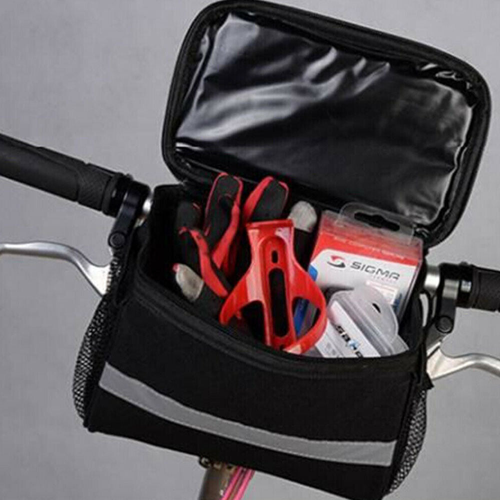 Bicycle Handlebar Basket Front Pannier Tube Bike Bag Waterproof Reflective