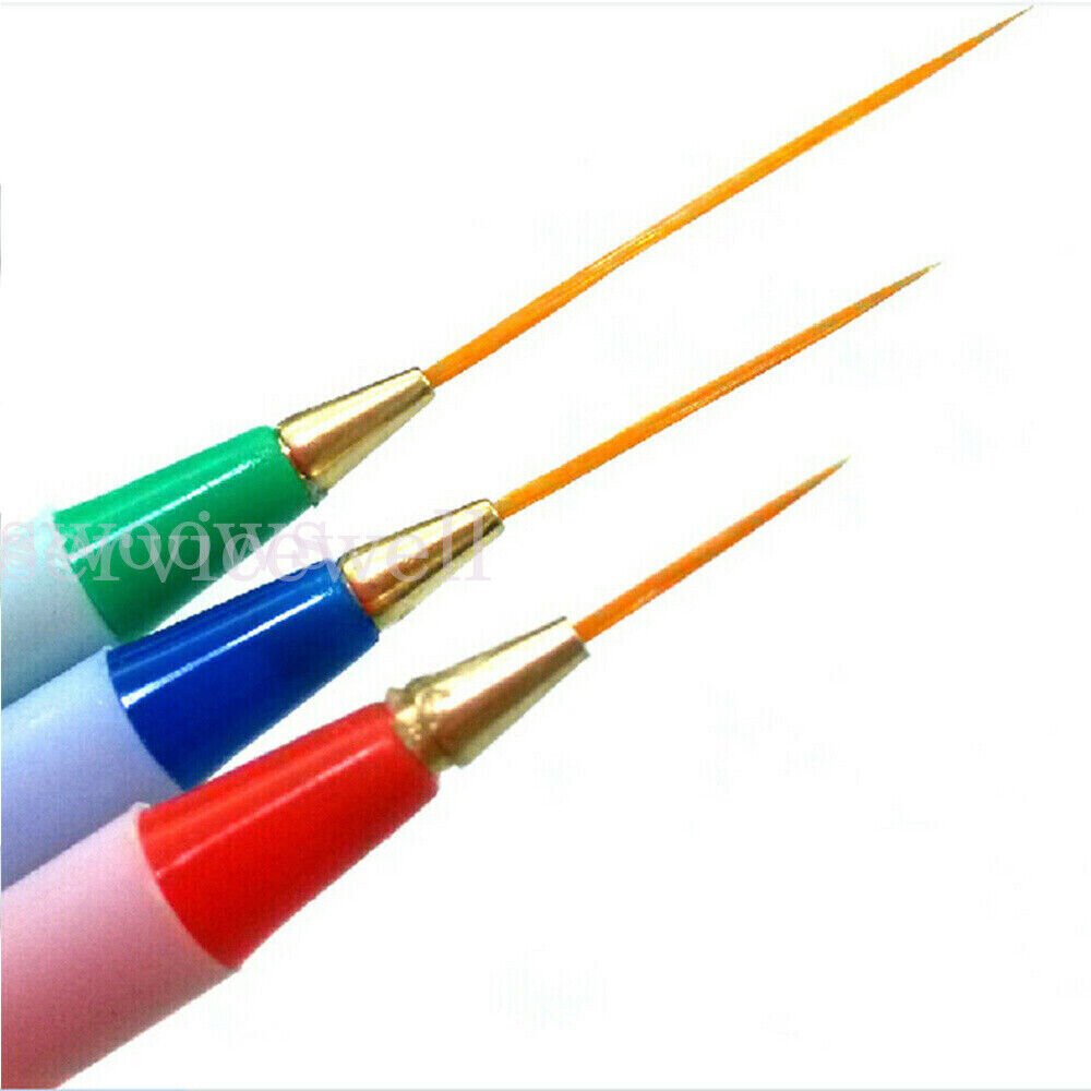 3/5Pc Acrylic Nail Art Liner Pen UV Gel Painting Drawing Brush Manicure Tool Kit