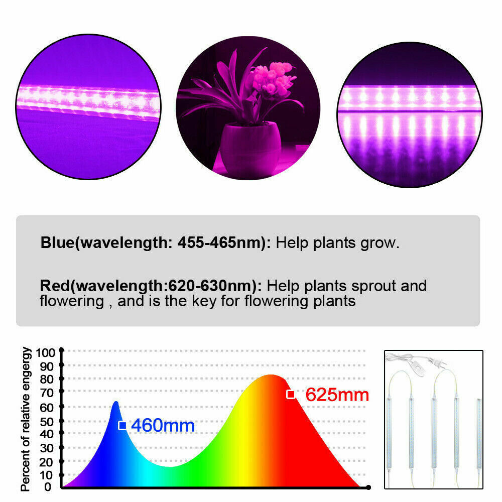 5-Pack LED Full Spectrum Grow Light Growing Veg Flower Plant Hydroponic Lamp T5