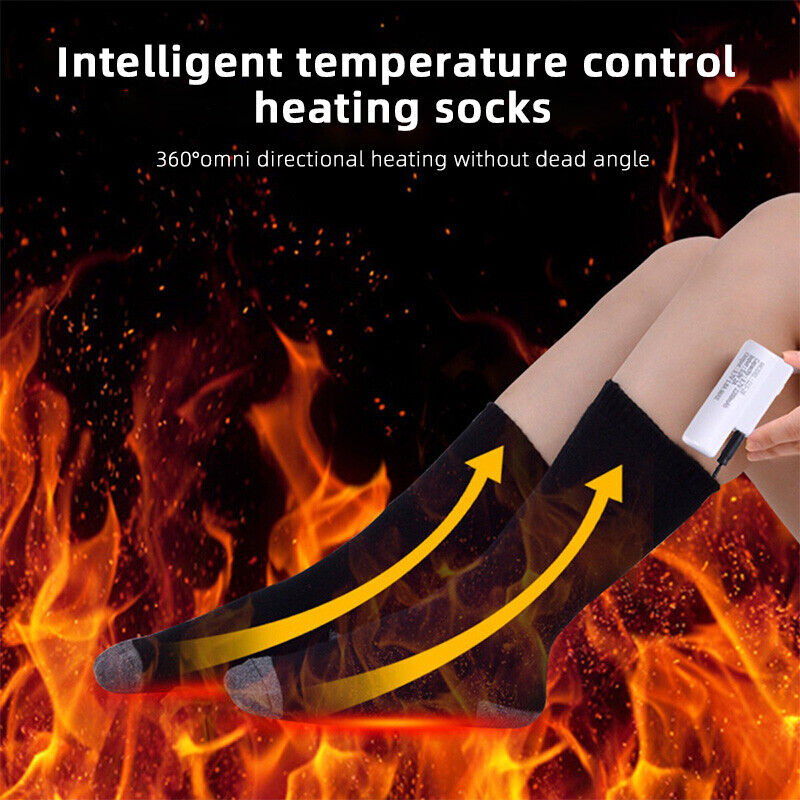 Winter Electric Heated Socks Boot Feet Warmer USB Rechargable Battery Warm Sock