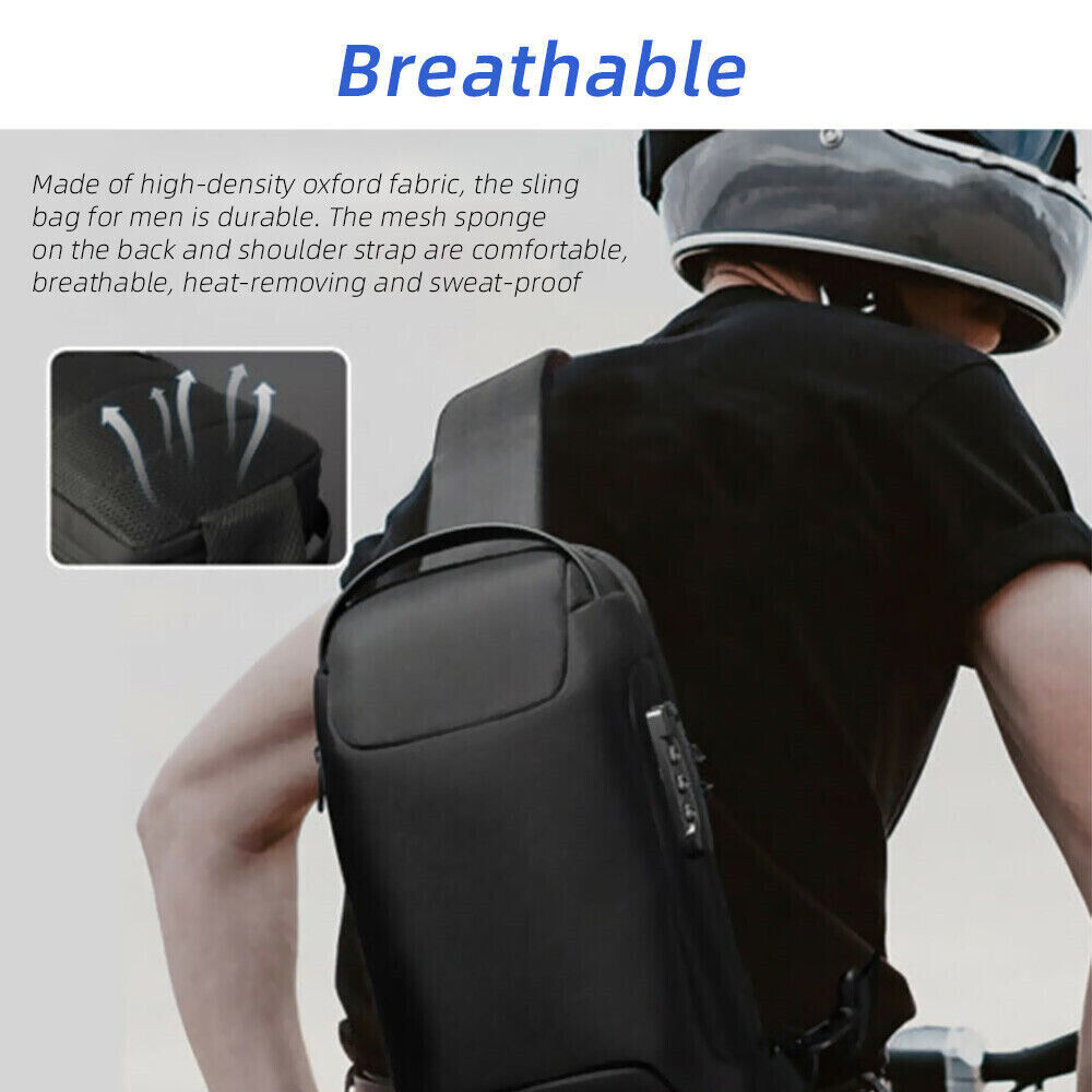 Men's Anti-theft Backpack Crossbody Bag Sling Oxford cloth USB Port Waterproof