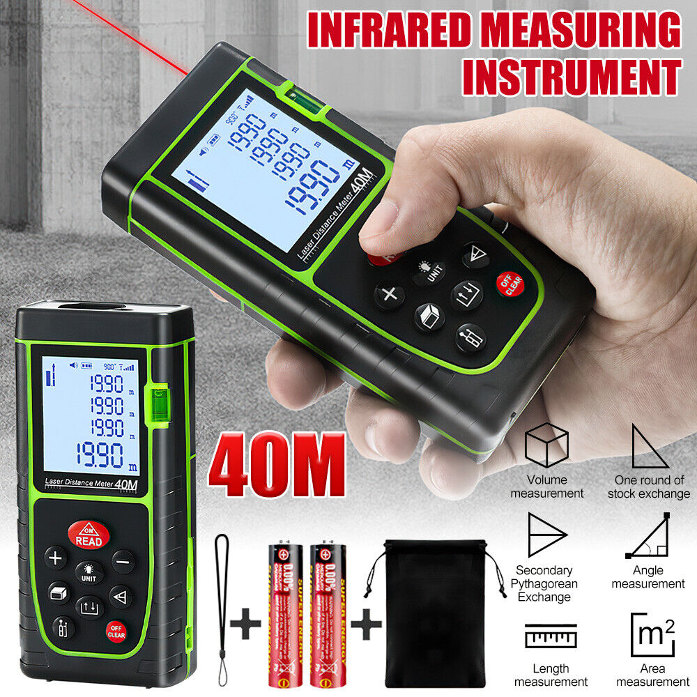 Laser Point Measure Distance Meter Range Finder 40m 130FT Handheld Digital Tool