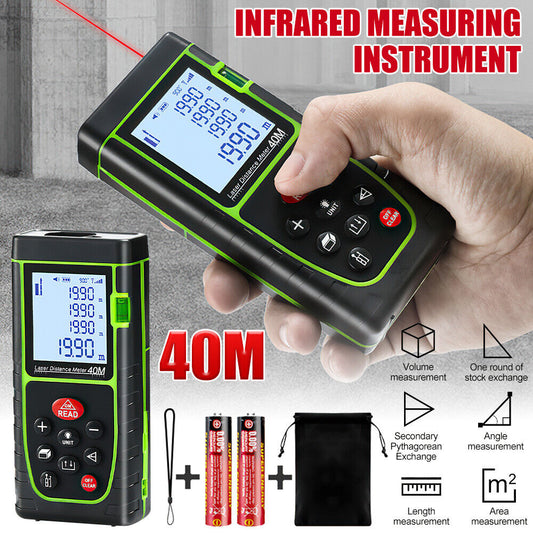 Laser Point Measure Distance Meter Range Finder 40m 130FT Handheld Digital Tool